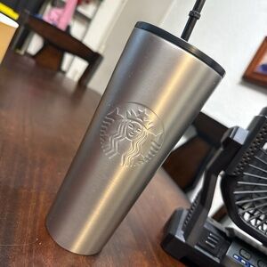 Starbucks Gray Embossed Siren Stainless Steel Cold Cup Tumbler